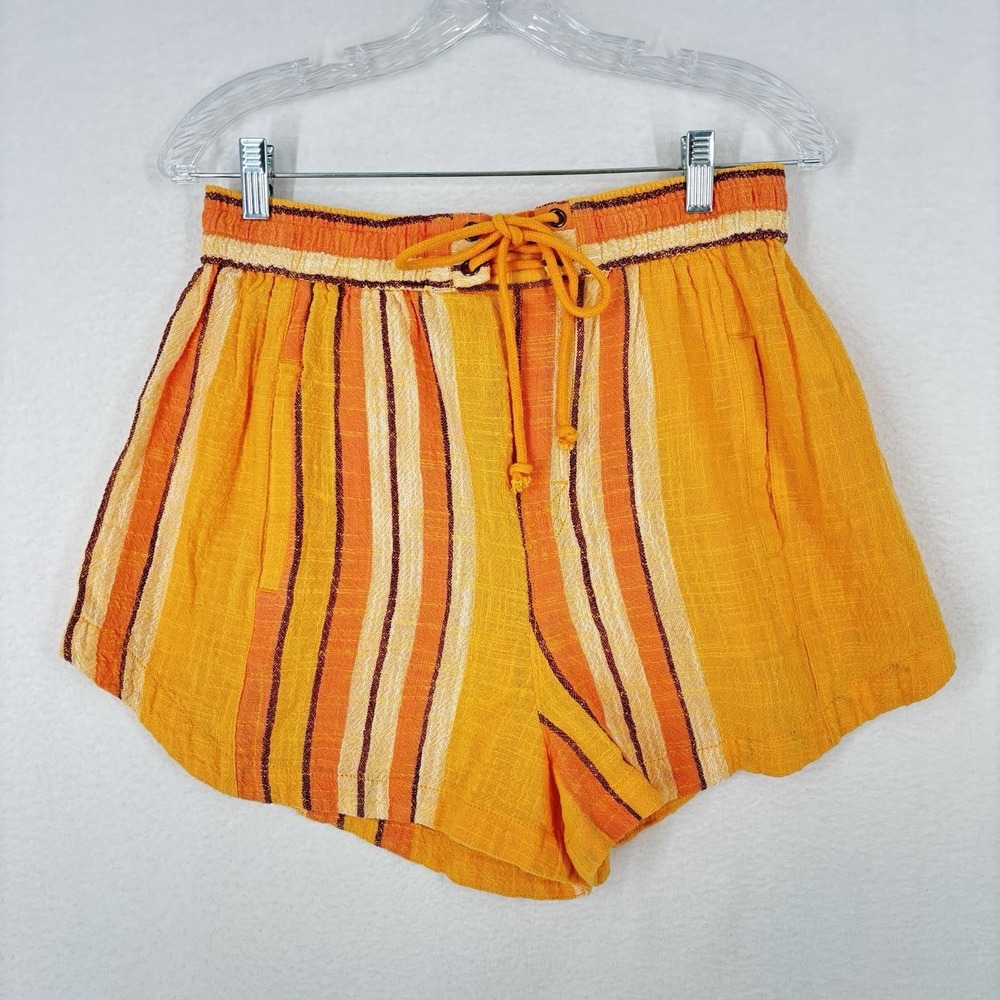 Free People Kalli Board Shorts Women's Size M Yellow Combo Cotton Drawstring NWT
